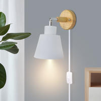 Nordic Wall light Indoor DIY E27 Wooden 6 Colors EU/UL Plug 350° Wall lamps For Living room Bedroom Aisle Sconce Fixtures Decov - details 6