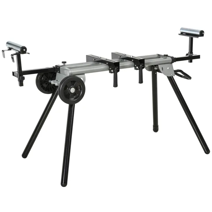 DURHAND Soporte Universal para Sierra Ingletadora Plegable con Distancia de Trabajo Ajustable Fácil de Transportar y Almacenar 123,5-245x73x96 cm Negro - 1