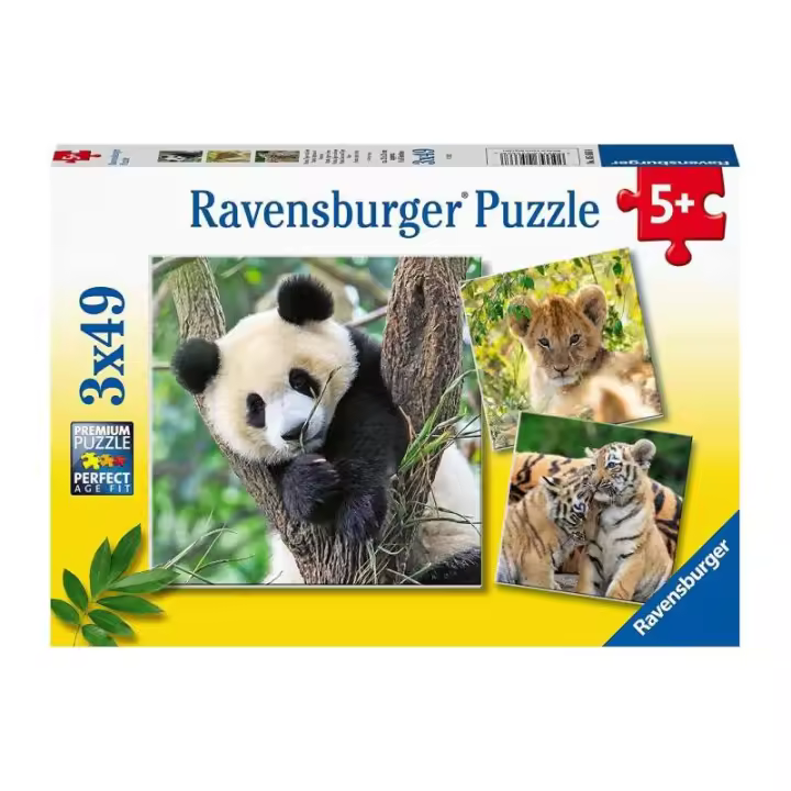 CACHORROS ANIMALES PUZZLE 3X49 PIEZAS DE RAVENSBURGER - 1