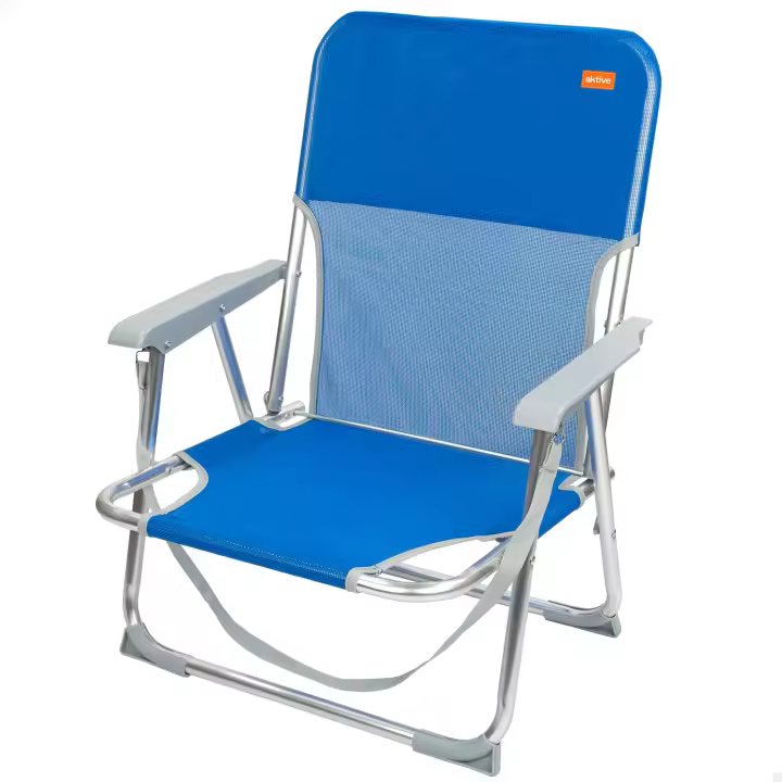 Aktive - Silla de playa plegable, posición fija, topes antivuelco, estructura aluminio, tejido textileno, asa transporte de hombro, sillas plegables, silla plegable camping, jardín - 1