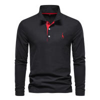 POLO de algodón con solapa nueva para hombre, camisa informal de moda con bordado de cervatillo, manga larga, primavera y otoño, 2024 - details 3