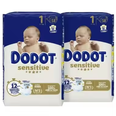 Pañales Dodot Sensitive Talla 1. Pack Ahorro 116 Und - 1