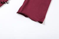 Vestido De Hombros Descubiertos Kliou Para Mujer Estilo Clásico De Calle Alta Manga Completa Hueco Vestido Delgado Sencillo Elegante De Fibra Sintética - details 6