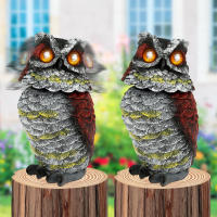 1/2Pcs Despavoridor De Pájaros Solares En Resina Con Ojos Parpadeantes Y Cabeza Giratoria Estatua De Buho Para Jardín Lawn Decoración De Exterior - details 7