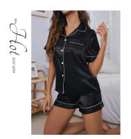 Conjunto De Pijamas De Seda Para Mujer 2 Piezas Camisola Y Shorts Estilo Elegante Sin Mangas Para Verano Dormir Y Descansar - details 7