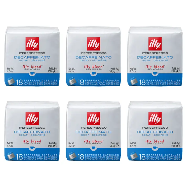 Café illy Iperespresso Descafeinado 108 Cápsulas (6 Caja De 18 Cápsulas) 100% Original - Café' Diem - QUMIR - 1