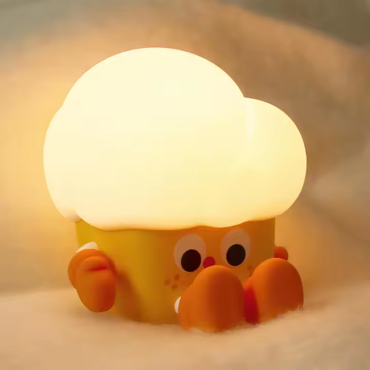 Luz de noche de palomitas de maíz - Luz de noche de palomitas de maíz de silicona - Luz de noche para niños - Habitación de bebé - Lámpara de noche - 3 niveles de brillo - Temporizador - Recargable - Amarillo - 1