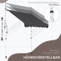 Outsunny Brazo Ajustable 200x150cm Gris Aluminio para Balcón y Terraza - details 2