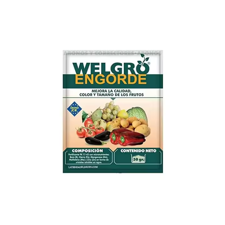 Suinga Fertilizante Welgro Engorde Mejora Calidad, Color y Tamaño de los Frutos 30 Gramos - 1