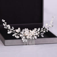 Diadema De Boda Con Flor De Cristal Y Perla Peine Para El Cabello Accesorios De Joyería Para Fiesta Y Celebraciones - details 8
