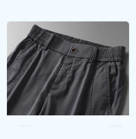 Pantalones Casuales Para Hombre De Seda Lyocell Elásticos Y Delgados Para Primavera Y Verano Pantalones Gris Negocios Con Cintura Media Y Bolsillos - details 10