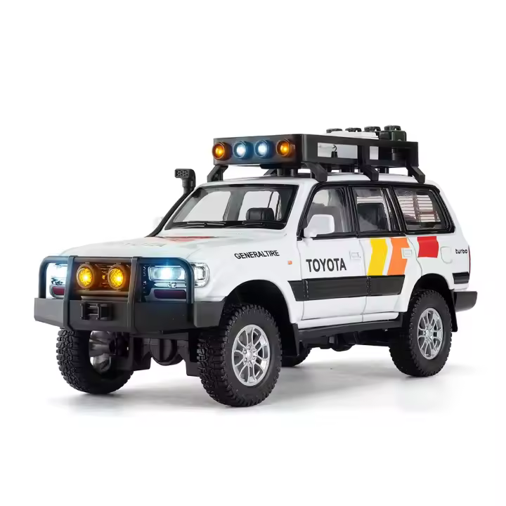 Modelo De Coche SUV LC80 LAND CRUISER 1:24 En Escala Con Puertas Abiertas Luz Y Sonido Función Retroceso Regalo Para Niños Material Aleación De Metal Neumáticos De Goma - 1