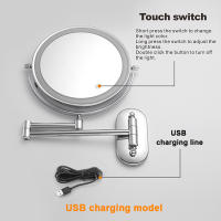 Espejo De Maquillaje Montado En La Pared De 8 Pulgadas Cromo Con Magnificación 3X-10X Y Luz LED De 3 Colores Espejo Doble Para Baño Y Afeitado Moderno - details 3