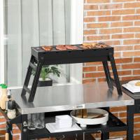Outsunny Barbacoa de Carbón Plegable Barbacoa Portátil con Parrillas de Acero Inoxidable BBQ de Carbón para Exterior 74x20x38 cm Negro - details 1