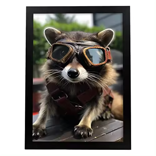 Nacnic Póster De Mapache Con Gafas De Aviador Vintage - 1
