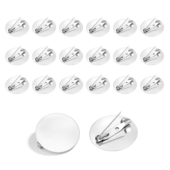20pcs/Lote Base Redonda Plana Para Broches De 15/20/25/30mm Enchufe Para Encantos DIY Accesorios De Joyería En Metal - 1