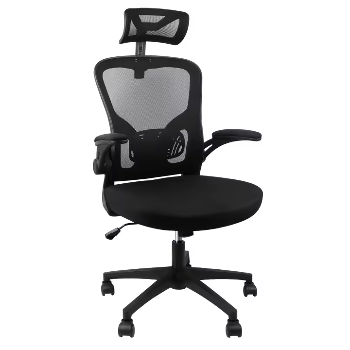 Silla de oficina ergonómica con reposacabezas ajustable, reposabrazos, soporte lumbar y función de balanceo hasta 200 kg - 1