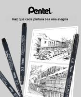 PENTEL Bolígrafo Impermeable Para Dibujos Y Comics De Punta Nylon Tamaños 0.03-3.0mm Negro Gris Marrón Para Diseño - details 0