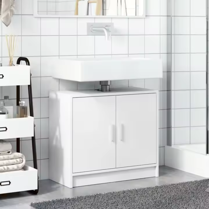 VidaXL Armario para lavabo Duende 2 puertas blanco 55x63x29 cm - 1