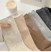 Calcetines Para Mujer Color Sólido Otoño Calcetines Algodón Transpirables Absorbentes De Sudor Retro Para Niñas Calcetines De Pierna Alta Estilo Casual - details 7
