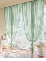 Cortina De Tules Verde Puro Sencilla Europea Para Dormitorio Y Sala De Estar 1 Pieza Cortina De Ventana Moderna Translúcida De Poliéster 100% - details 3