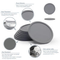 6PCS Silicone Coasters Set Copos De Siêu Goma Para Taza De Café Redondos Con Soporte Accesorios De Mesa Antideslizantes Ecológicos - details 8