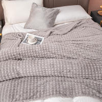 Manta De Punto Elegante Con Cuadros - Cómoda Y Cálida Todo El Año, Faux Peluche De Conejo Hipoalergénico Trae El Confort De Casa - details 6