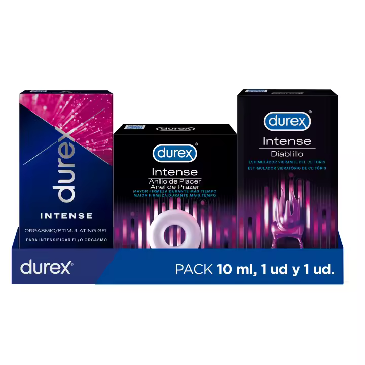 Durex Anillo Vibrador Intense Orgasmic Diablillo Estimulador Clítoris + Anillo de Placer para el Pene + Gel Intense Orgasmic - 1
