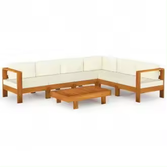 VIDAXL 3057937 conjunto para exterior de sillones con una mesa de 7 y cojines en color crema - 1