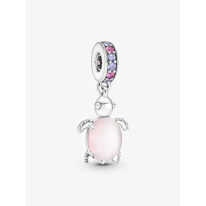 Pandora - Charm Colgante de Tortuga Marina Rosa de cristal de Murano - Plata de Lei - 1