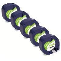Pack de 5 Cintas 91200 Compatibles Dymo LetraTag S0721510 Texto negro sobre fondo blanco - Ancho 12mm x 4 metros - details 0