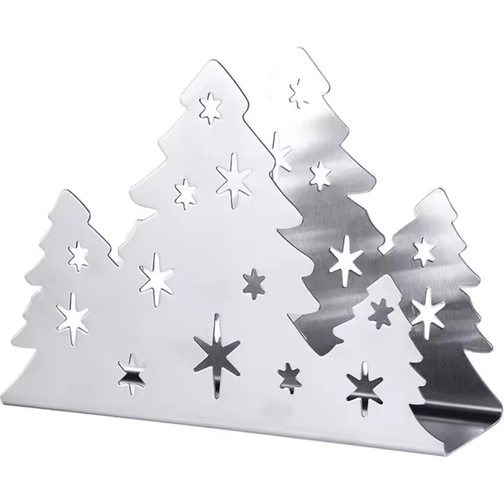 Servilletero de metal con forma de árbol de Navidad en color. - 1