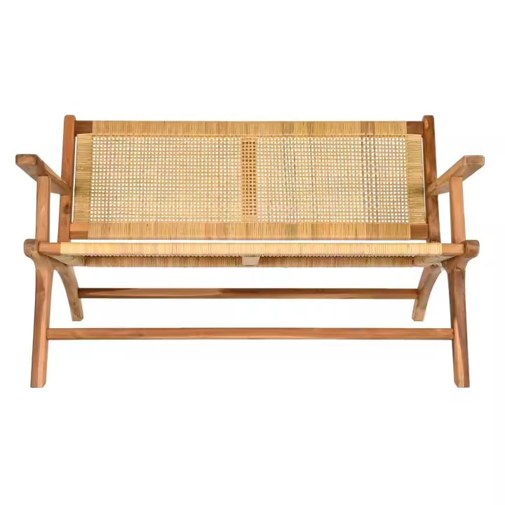 BANCO TECA RATAN 120X76X68 MARRON FIJALO MB199282 - 1