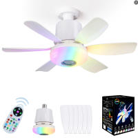 Pequeño VENTILADOR DE Techo de 18,5 pulgadas with Luz LED regulable, altavoz Bluetooth, 3 Colores, 3 Modos RGB, 3 velmode, E26 de Rosca, para dormitorio y Cocina. - details 1