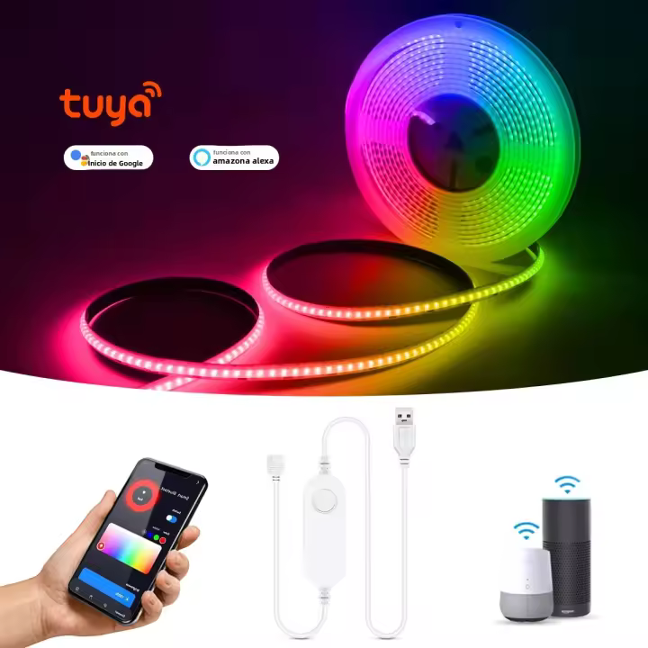 Tira De LED COB RGB WIFI Controlable a Través De Tuya APP Y Alexa 5V USB Luz De Fondo Para TV Decoración De Habitación Cinta Flexible De Diodos 1m-5m - 1
