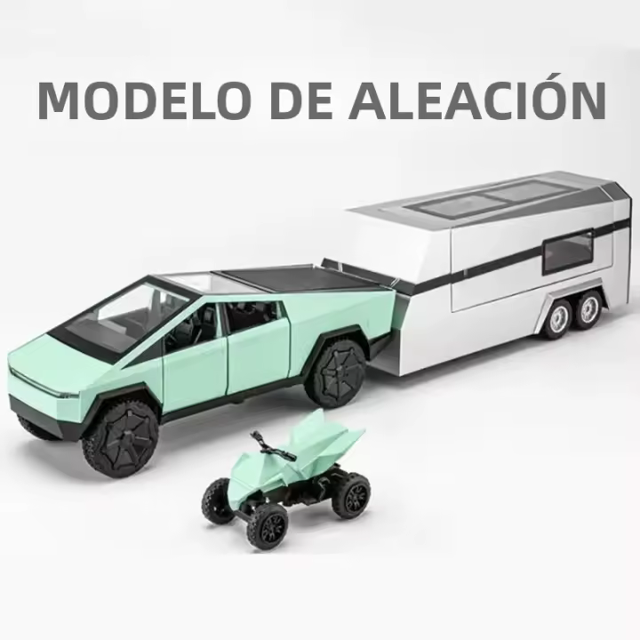 Modelo De Camión Tesla Cybertruck 1/24 Con Sonido Y Luz Vehículo De Montaña Para Niños Juguetes De Metal Y Plástico Regalo Ideal - 1