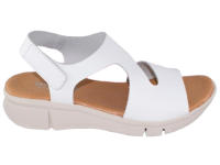 Sandalias de Cuero Mujer con Cuña Baja Color: Blanco y Marrón Tallas: Marca: Sevillas Modelo: - details 2
