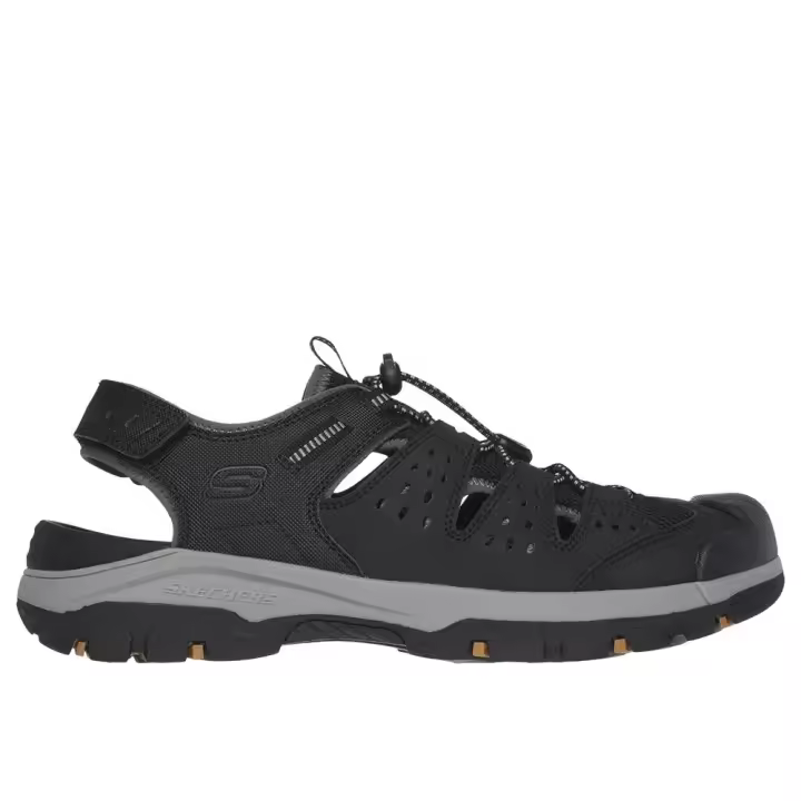 Cómoda  Sandalia cerrada hombre Skechers TRESMEN MENARD tejido negro. Plantilla amortiguadora y moldeada Luxe Foam. Diseño Relaxed Fit® para un ajuste cómodo y amplio. Altura Tacón bajo (1-3 cm) Referencia 205113-BLK - 1