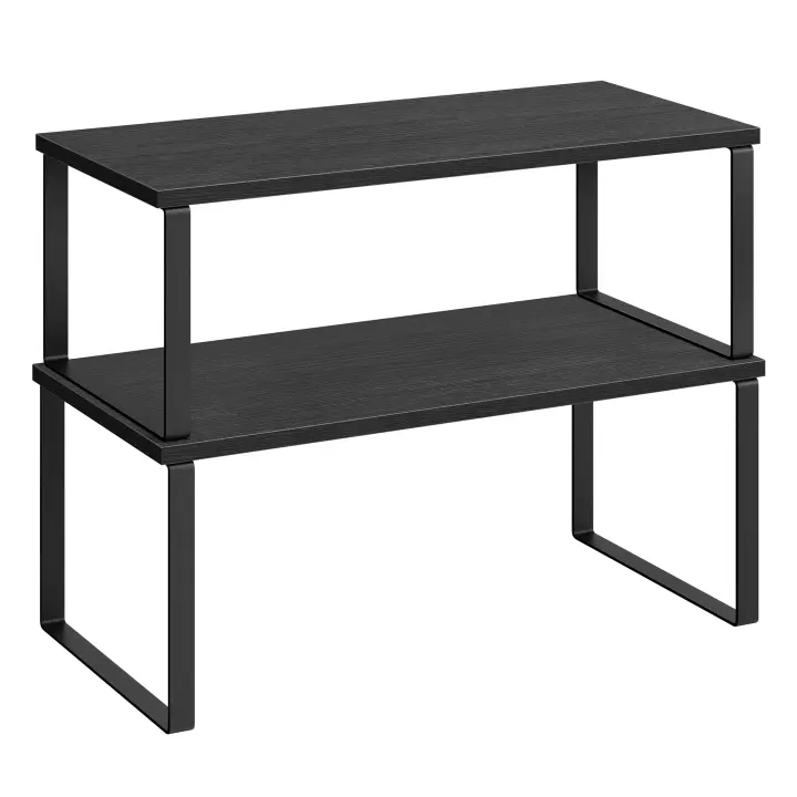 SONGMICS Estante para Especias, Juego de 2, Organizador de Armario, Estante de Almacenamiento de Cocina Extensible, Especiero de Metal y Madera de Ingeniería, Blanco Nube y Beige Natural/Negro Tinta y Beige Natural/Negro Tinta y Marrón Rústico/Negro Ébano - 1
