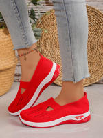 Zapatillas De Mujer En Color Sólido Transpirables Zapatillas Casuales De Verano De Bajo Térmico Tejidas Zapatos Casuales Para Mamá - details 13