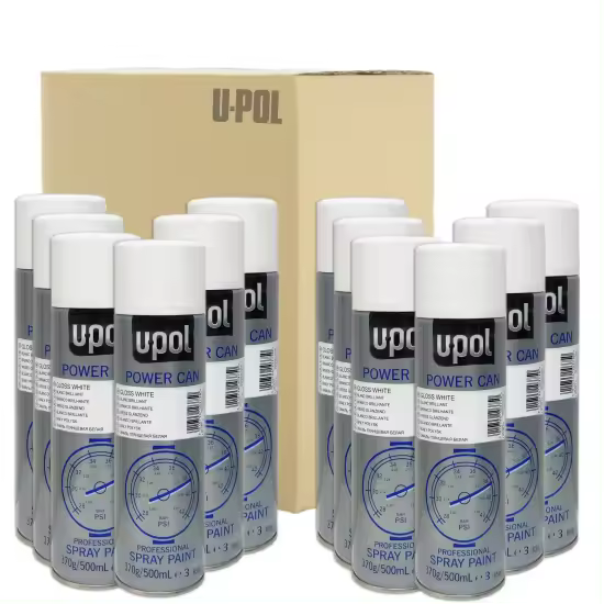 DISPIVAL 12 x AEROSOL U-POL POWER CAN PCGW BLANCO BRILLANTE 9010 500 ML - 1
