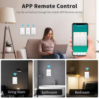 Interruptor Inteligente WiFi Tuya Botón Empuñadura Control Remoto Por App Compatible Con Alexa Y Google Home 110-240V 1/2/3 Gang - details 1