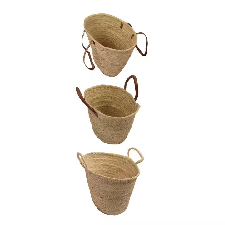 JARDIN202 - Bolso de Mimbre - Cesta de la Compra con Asas - Capazo fibras naturales - 1