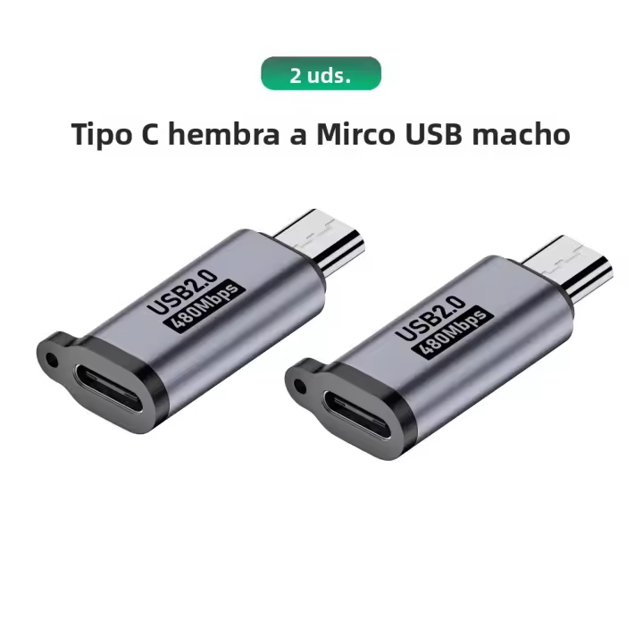 Adaptador USB C a Micro USB En Aluminio Conector Convertidor Femenino Tipo C a Macho Para Cargador De Samsung S7 Cable De Datos - 1