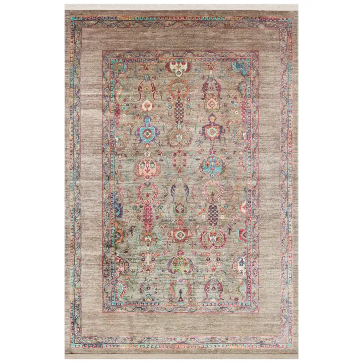 OTTOMAN- ALFOMBRA MECANICA ANTIQUE ATK 07 OLIVE . Antideslizante, lavable ,con diseño antiguo. - Varias medidas. - 1