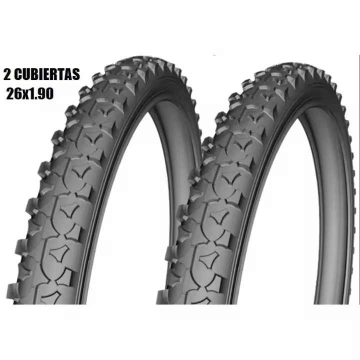 Deestone - Pack de 2 Cubiertas MTB - 26x1.90 | 24x1.90 | 20x1.90 - Negro - Rendimiento Sólido - Tracción y Control - 1