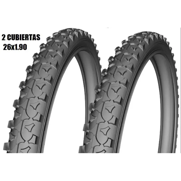 Deestone - Pack de 2 Cubiertas MTB - 26x1.90 | 24x1.90 | 20x1.90 - Negro - Rendimiento Sólido - Tracción y Control - 1