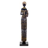 CAPRILO REGALOS & DECORACIÓN Figura Decorativa Multicolor de Resina "Africana con Vestido y Cuenco" Adornos y Esculturas. Regalos Originales. Decoración Hogar. 11,50 x 10 x 56 cm - details 0