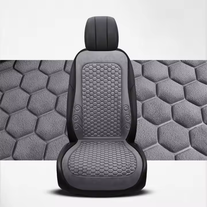 Cojín De Asiento De Coche Invernal Protector De Sillín Con Funda De Tela De Flocado Y Suelta Antideslizante Universal Para Asiento Delantero - 1