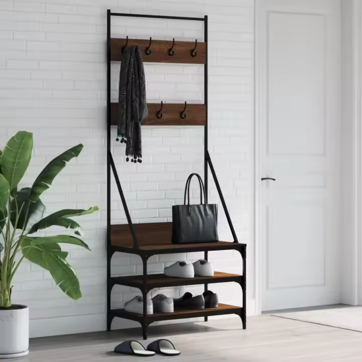 vidaXL Perchero con zapatero roble marrón 70x40x184 cm - 1